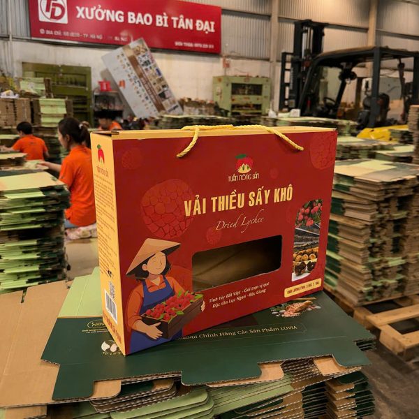 Hộp carton đựng vải thiều sỏ dây xách